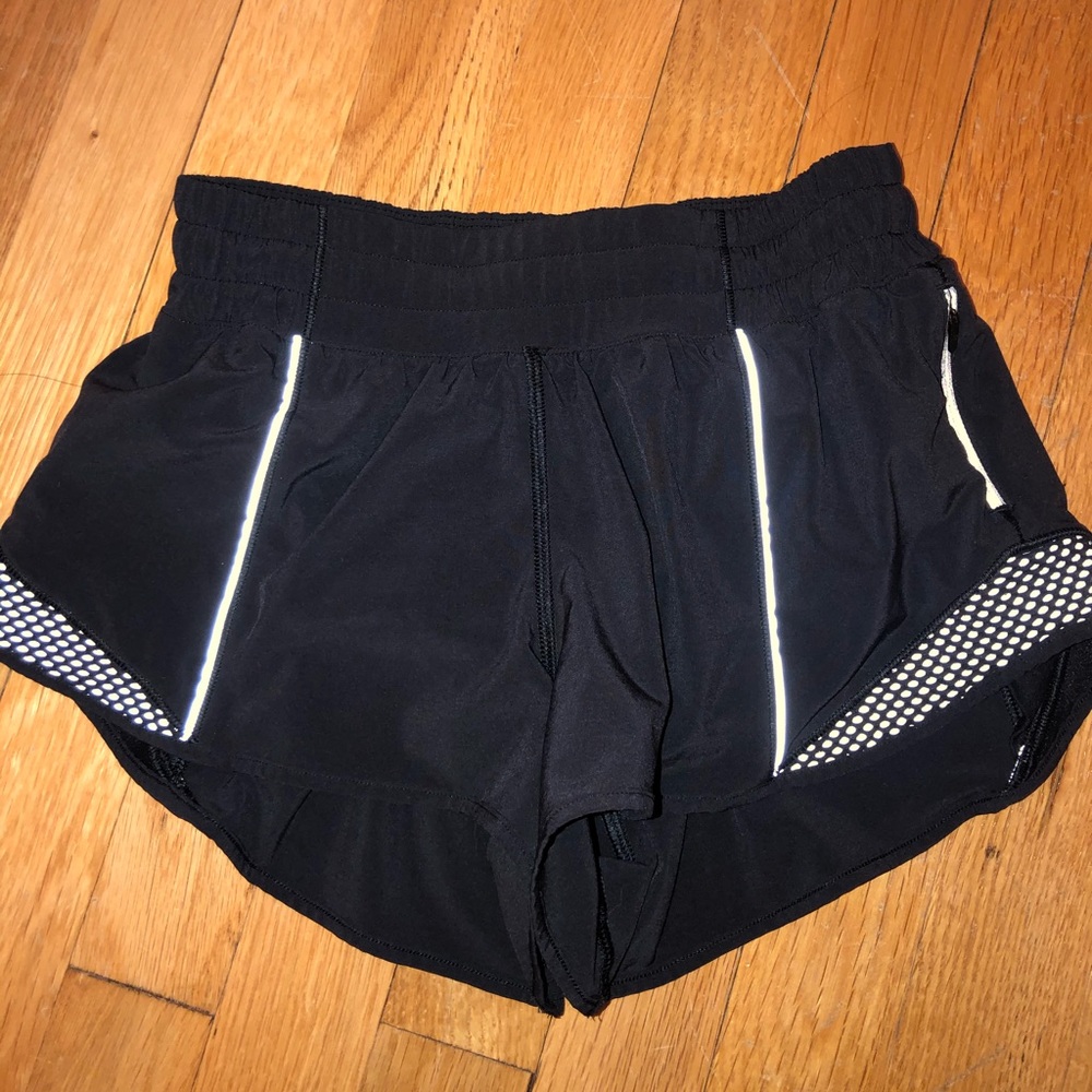 Black Reflective Lululemon Hotty Hot shorts
